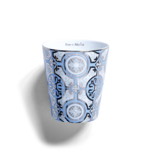 Bougie Verre Bleu Hauts Motifs