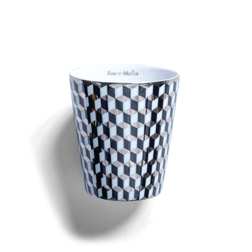 Precious refillable candle - mini tometo black pattern